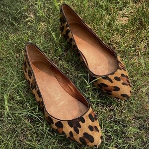 Madewell Sidewalk Skimmer leopard calf hair flats